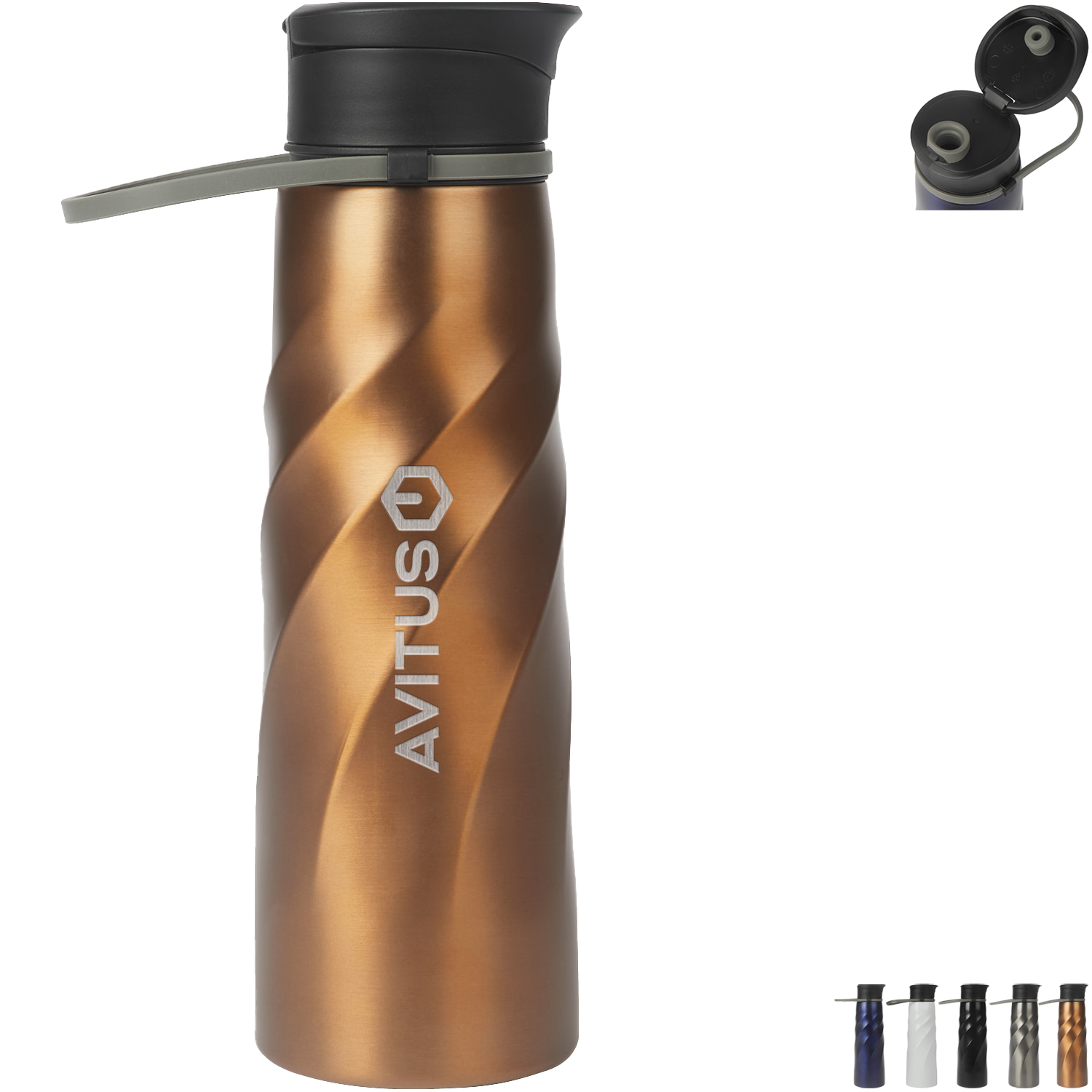 Product Photo 1 Perka® Tristan Single Wall Stainless Steel Sport Bottle, 34oz.