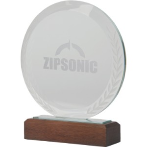 Redondo Crystal Award w/ Wood Base - LG1659