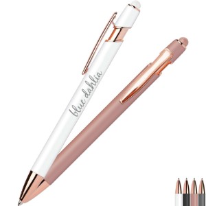 iWriter® Rose Gold Stylus & Soft Touch Rubberized Metal Ball Point Pen - LK1245