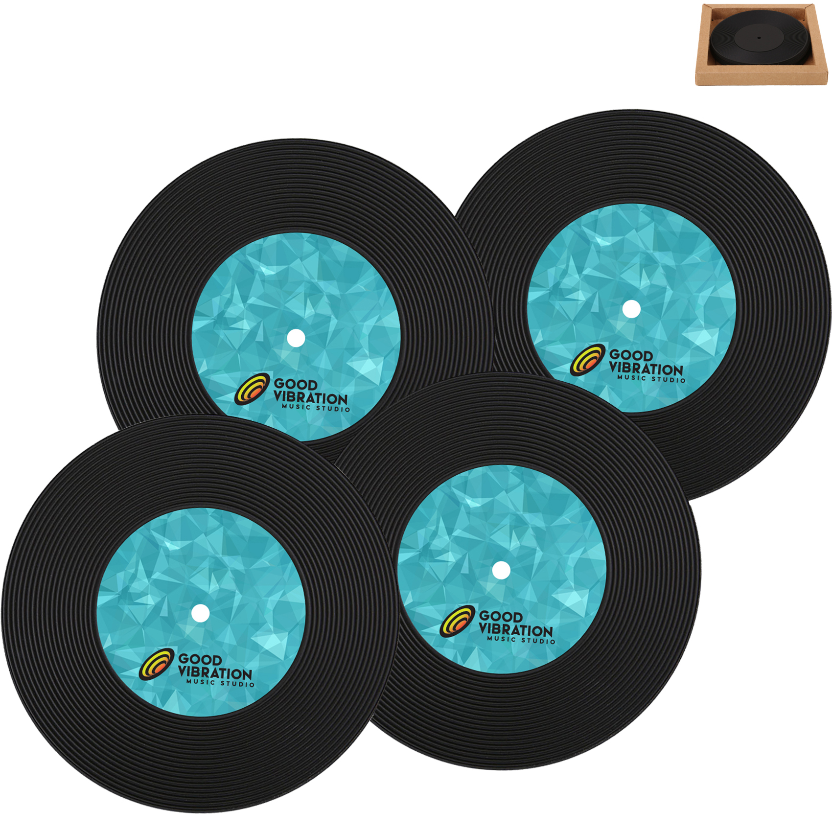 Product Photo 1 Four Piece Record Coaster Set In Box