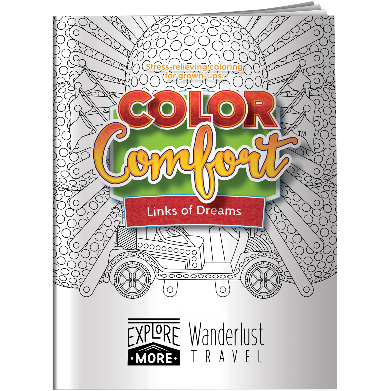 Product Photo 1 Color Comfort Links of Dreams Golf Theme Adult Coloring Book