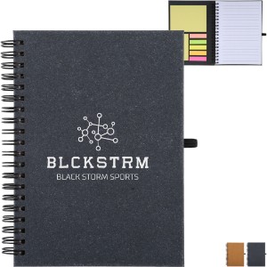 Bonded Leather Spiral Sticky Pad Notebook w/ FSC® Recycled Paper - EV1098