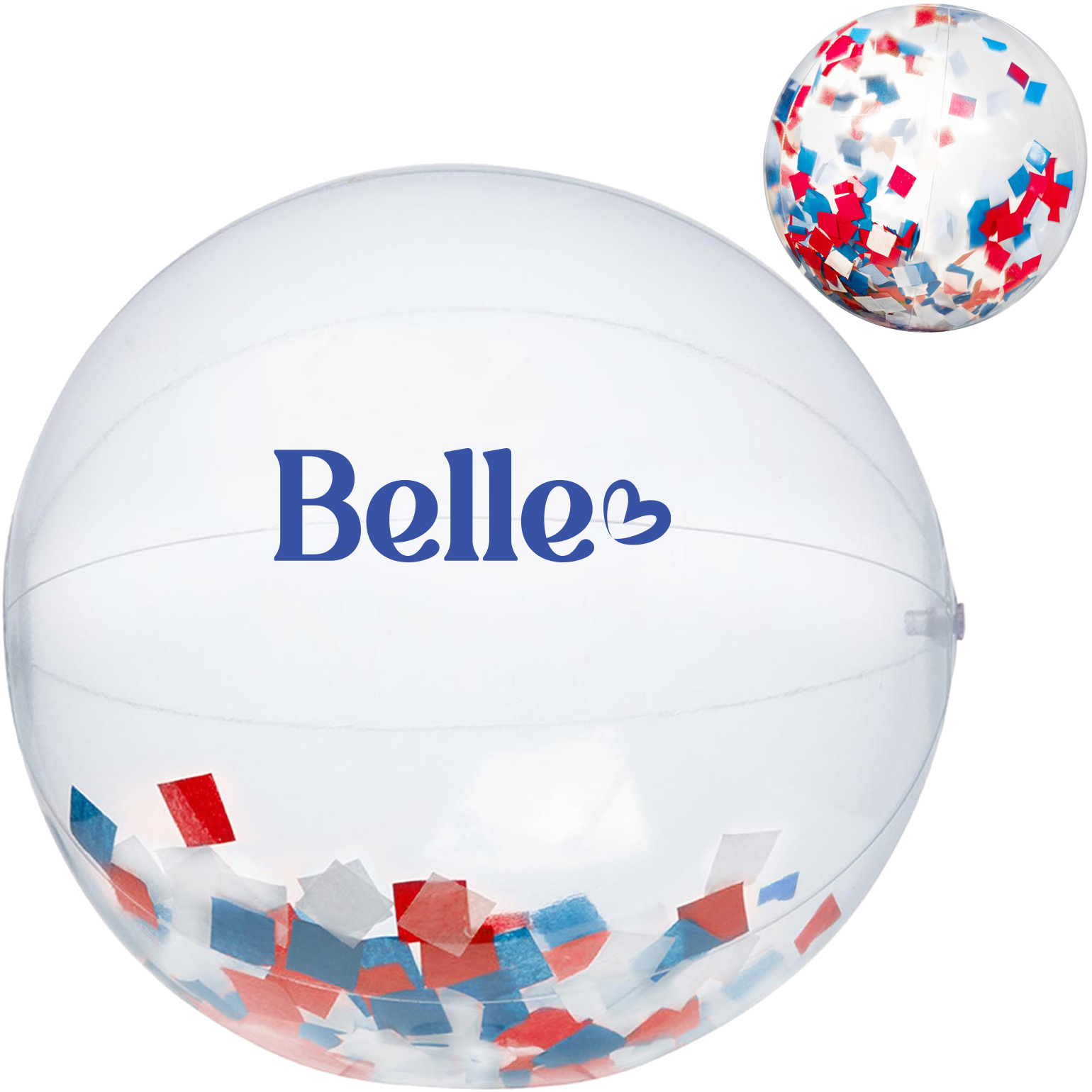Product Photo 1 Red, White & Blue Confetti Filled Clear Beach Ball, 16"