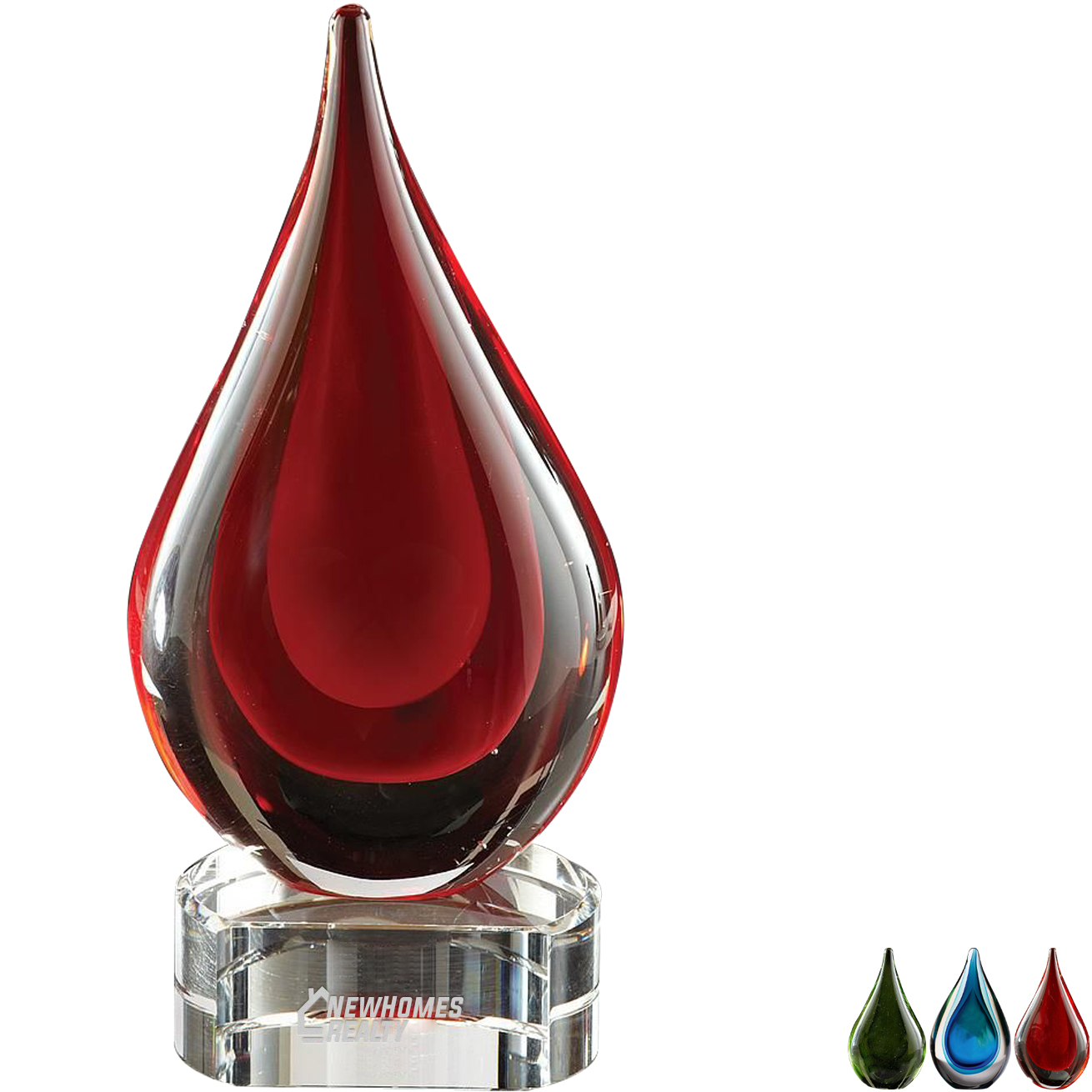 Product Photo 1 Fusion Teardrop Art Glass Award w/ Clear Base, 3.25" x 6.75"