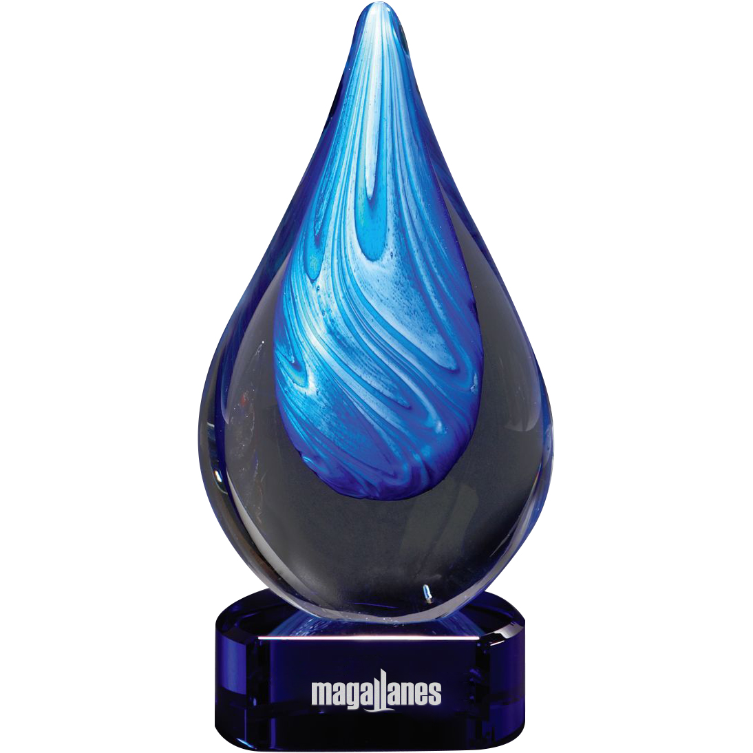 Product Photo 1 Cyan Swirl Teardrop w/ Blue Base, 3.50" x 8.00"