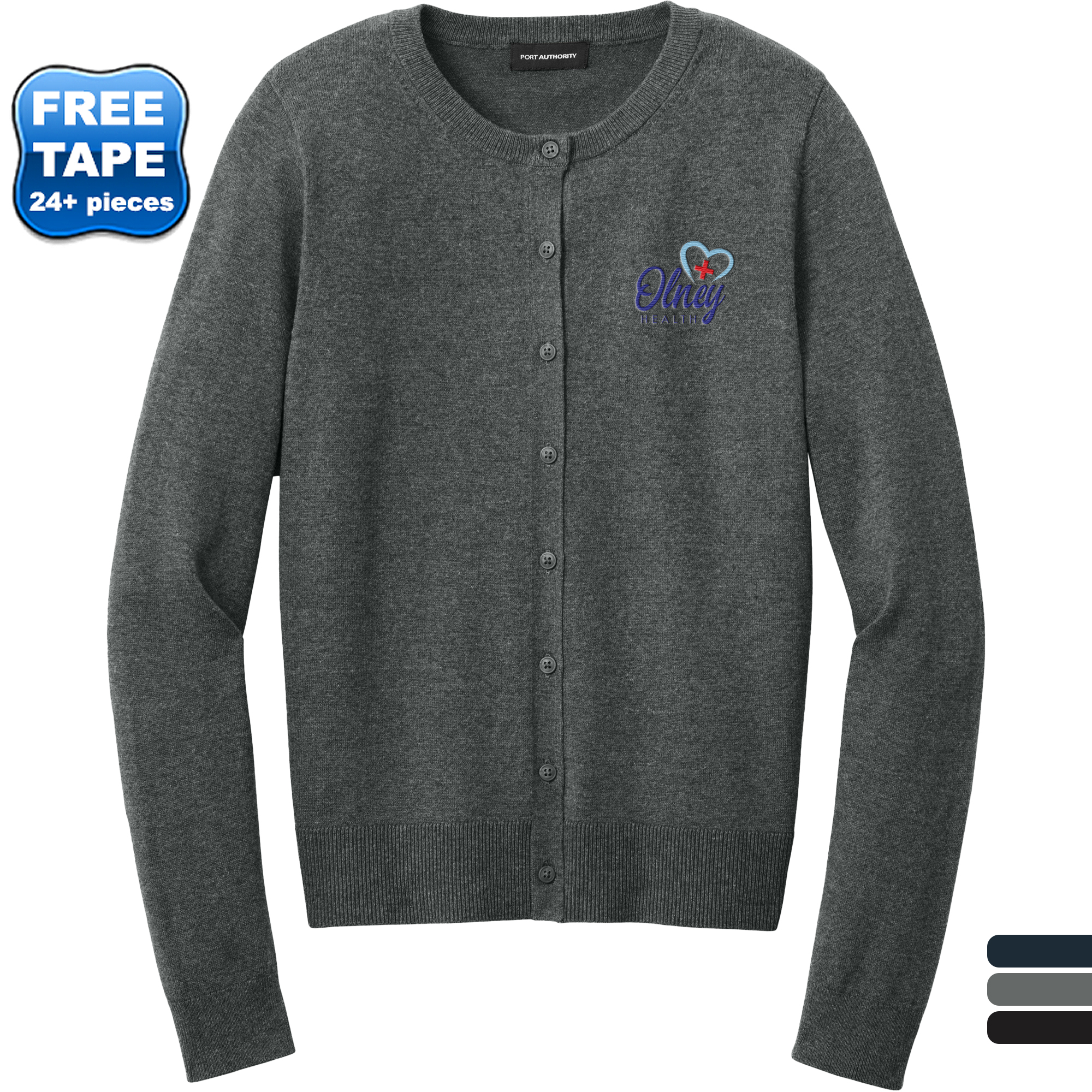 Product Photo 1 Port Authority® Easy Care Tri-Blend Crewneck Cardigan Ladies' Sweater