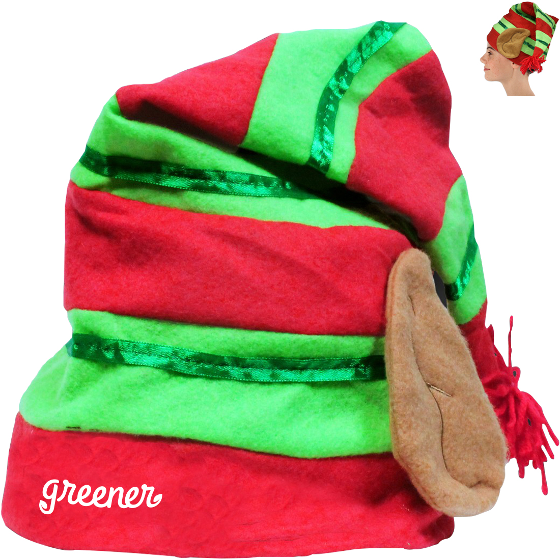 Product Photo 1 Striped Felt Elf Hat with Ears