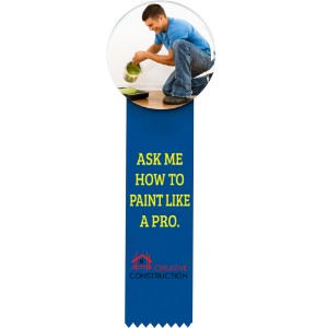 Round Button 3" with Ribbon, 2" x 8" - LL2808