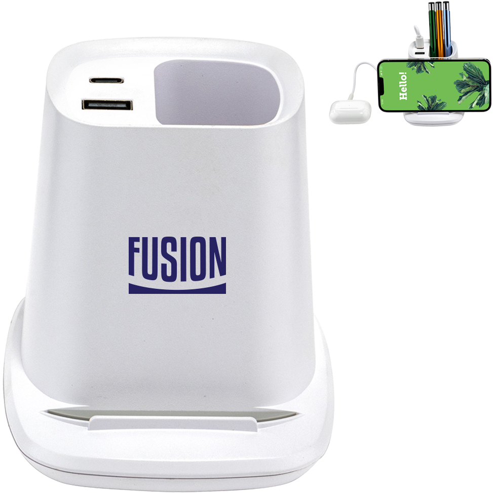 Product Photo 1 Annex Wireless Charging Stand w/ Dual Ports & Pen Holder
