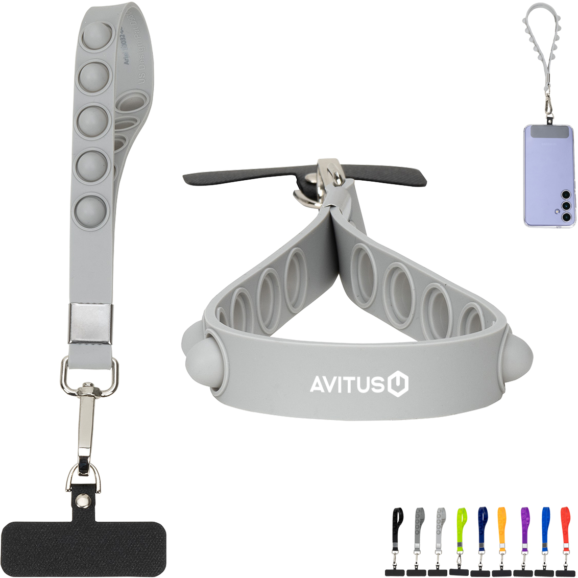 Product Photo 1 Two-in-One Push Pop Stress Reliever Phone & Keychain Wristlet