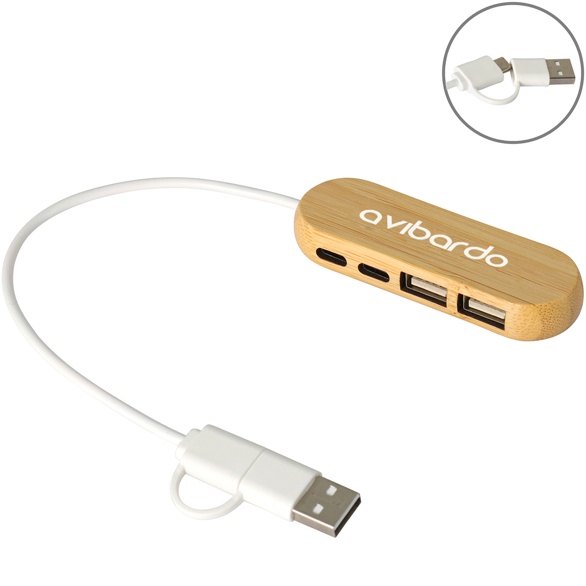 Product Photo 1 Bamboo Dual Port USB & Type-C Hub
