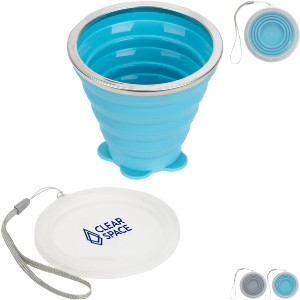 Groove Collapsible Silicone Cup w/ Lid, 9oz. - AR1647