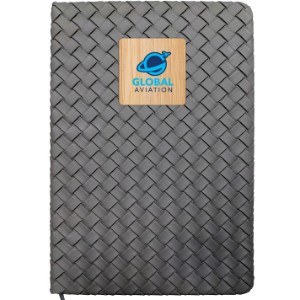 Woven Notebook w/ Bamboo Accent, 5-1/2" x 8-1/4" - AL1695