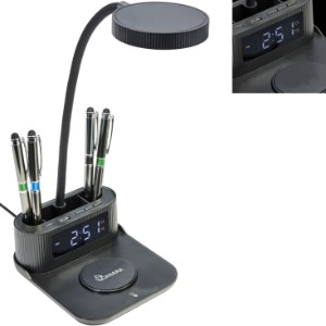 Solantis 15W Wireless Charger, Desk Lamp, Pen Holder & Alarm Clock, 4 in 1 - TX6240