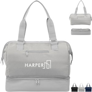 Weekender Mini Polyester Travel Bag w/ Drop Bottom - HT6604