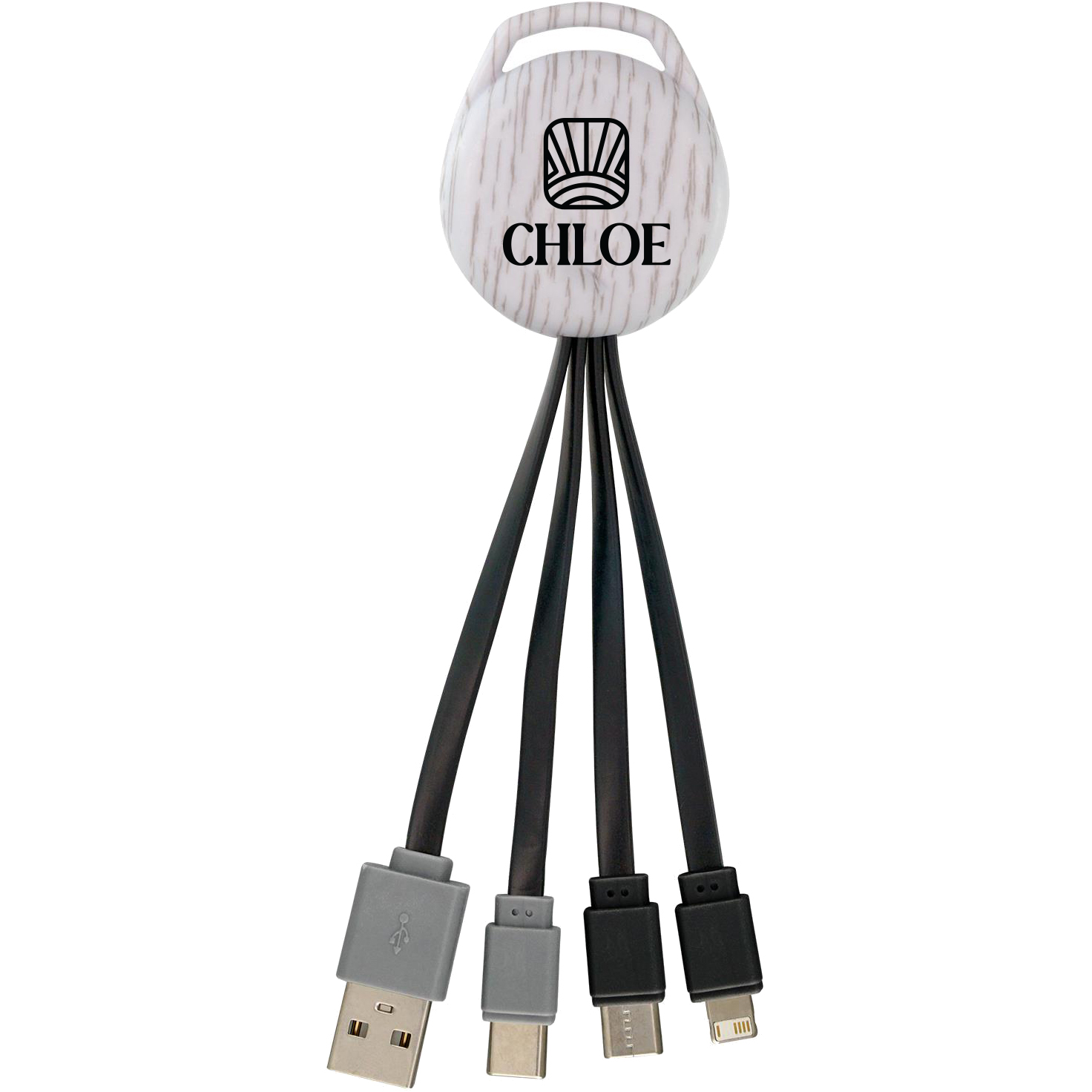 Product Photo 1 White Wood Vivid Dual Input 3-in-1 Charging Cable