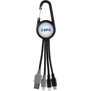 Light Up Dual Input 3-in-1 Carabiner Charging Cable - AL1780