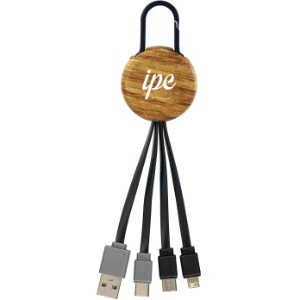 Wood Grain Clip Dual Input 3-in-1 Charging Cable - AL1788