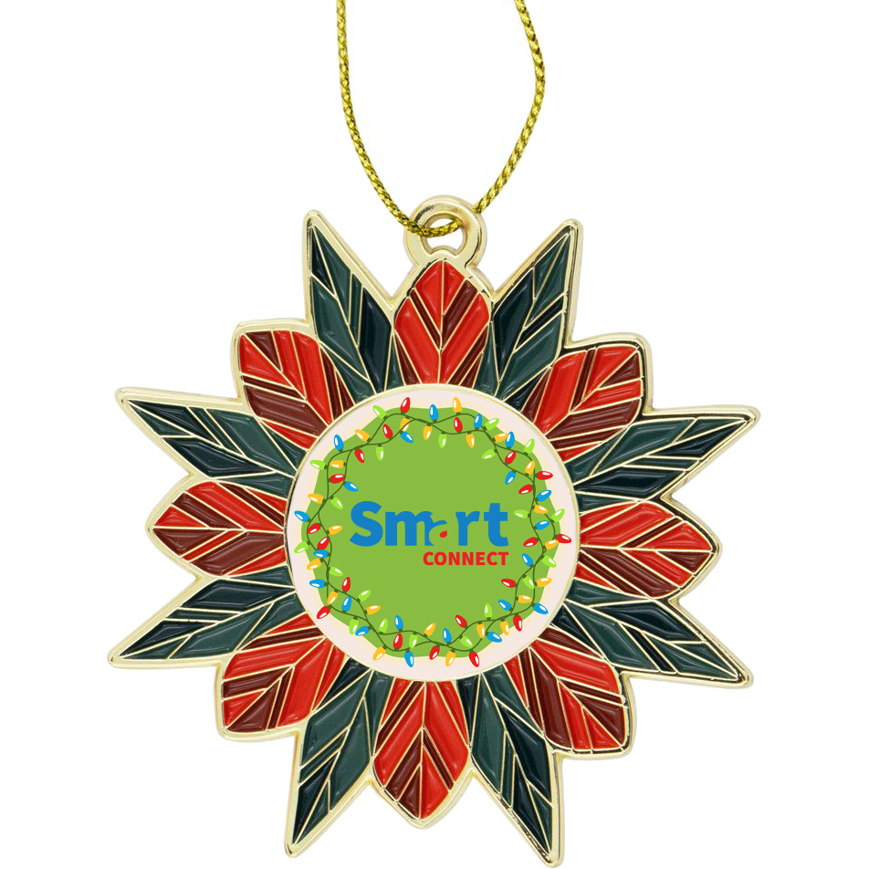 Product Photo 1 Modern Poinsettia Metal Holiday Ornament