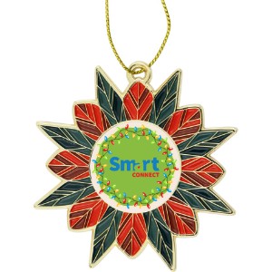 Modern Poinsettia Metal Holiday Ornament - EM1502