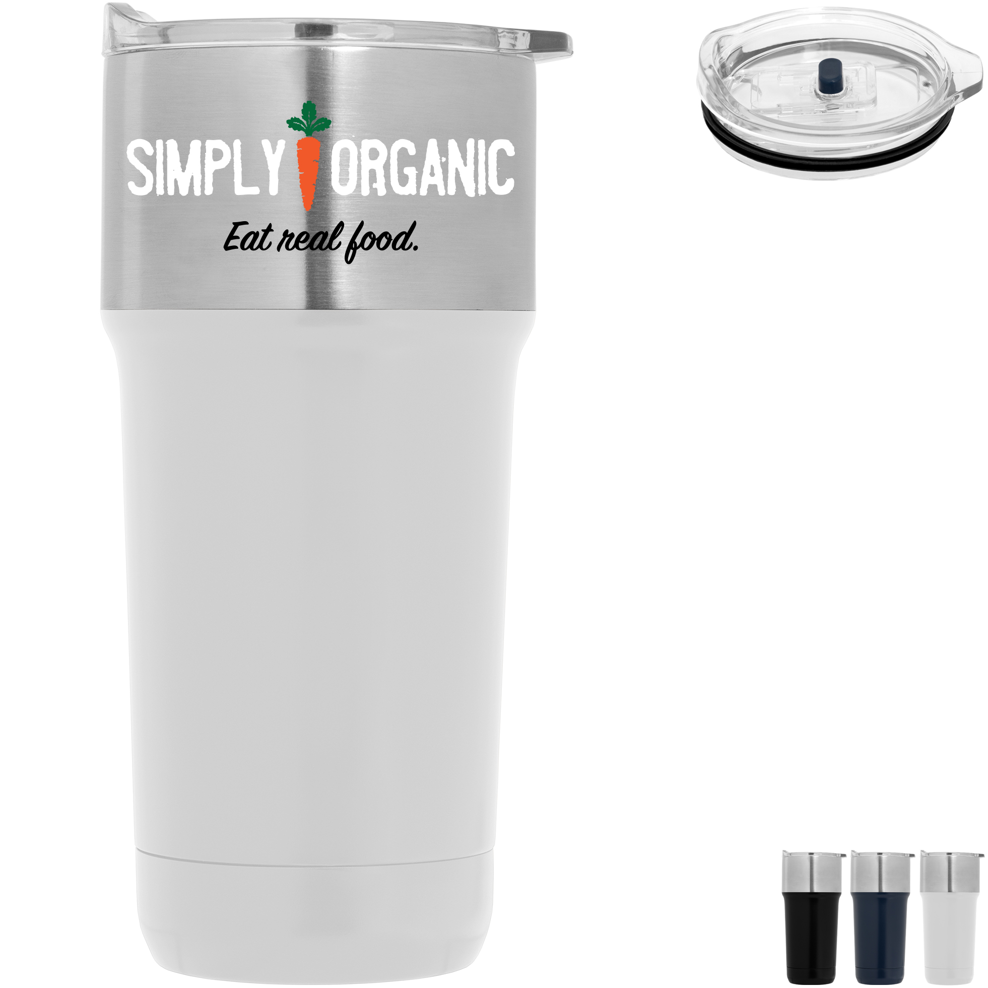 Product Photo 1 Optimus Double Wall Recycled Stainless Tumbler with Ceramic Interior, Full Color, 20oz.