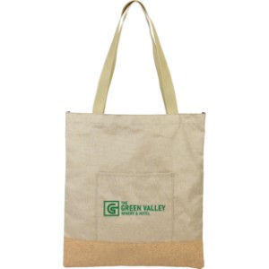 Cork Trim Poly Tote Bag - TK1050