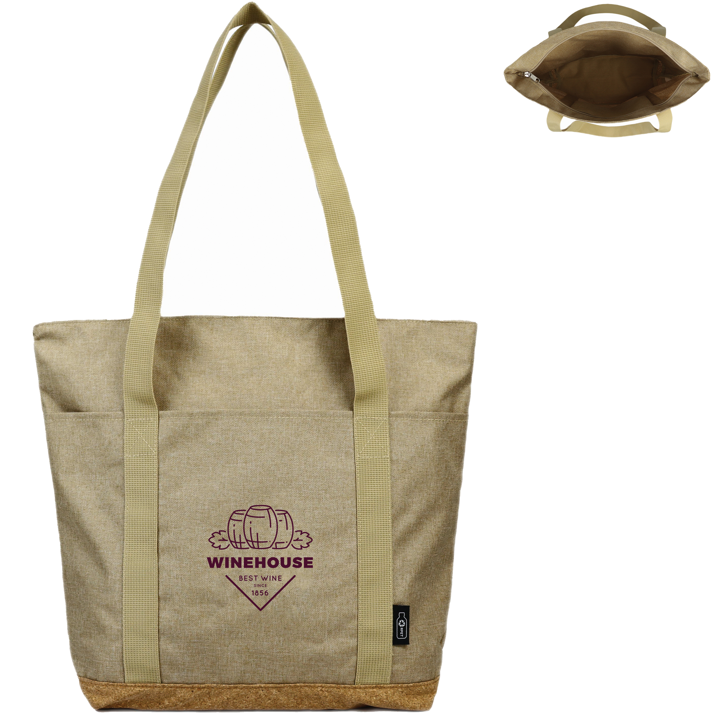 Product Photo 1 Sustainable Cork & rPET Tote w/ Zipper