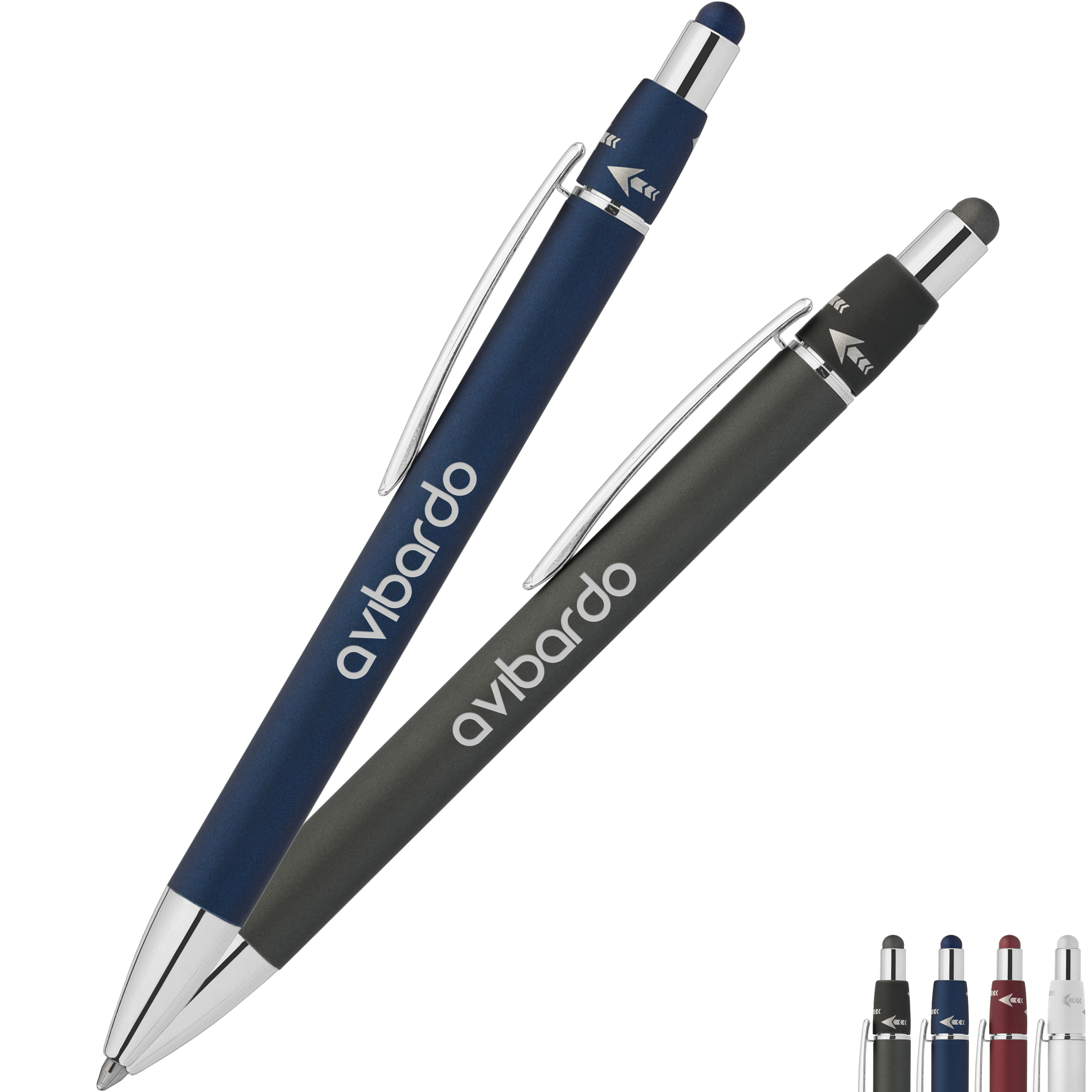 Product Photo 1 Retractable Orbit Spinner Chrome Metal Pen w/ Stylus, Laser