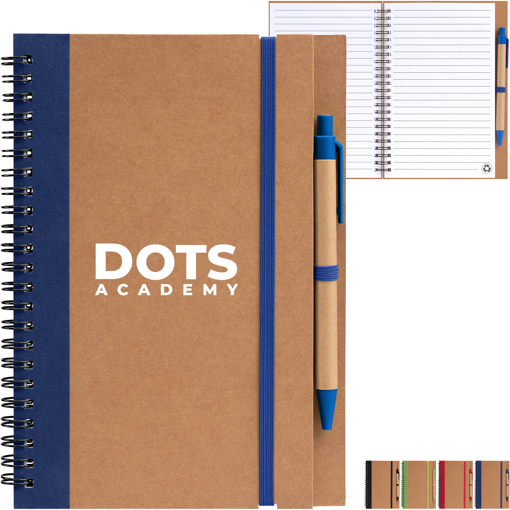 Product Photo 1 Kraft Hard Cover Spiral Notebook with Pen, 5.28" x 8.27"