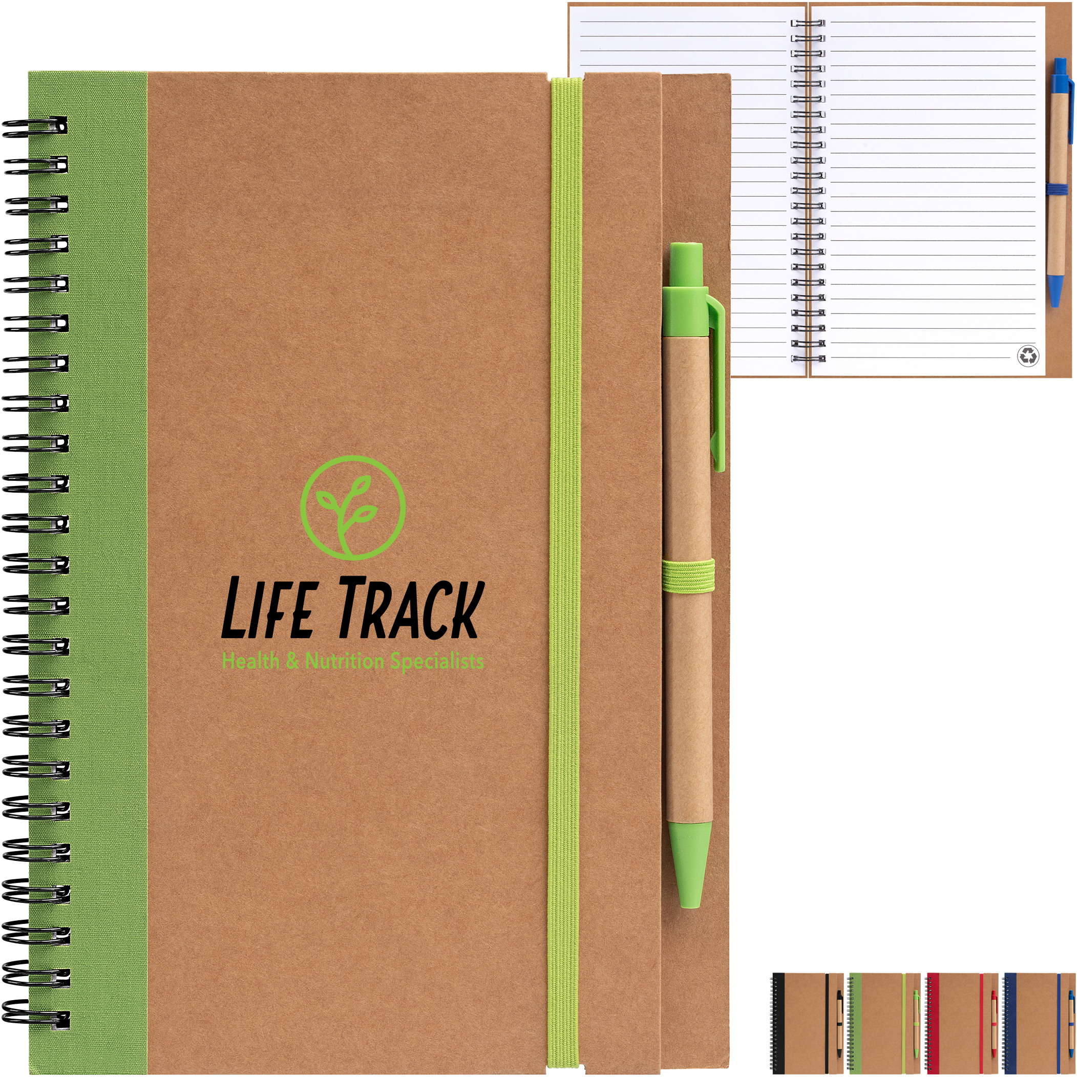 Product Photo 1 Kraft Hard Cover Spiral Notebook with Pen, Full Color