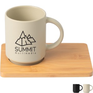 Café Duo Ceramic Mug & Bamboo Board Set, 11oz. - GS3772