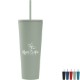 Spire Soft Touch Double Wall Recycled Plastic Tumbler w/ Straw, 24oz.