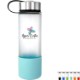 Metal Lanyard Lid Full Color Frosted Glass Grip Bottle, 22oz.