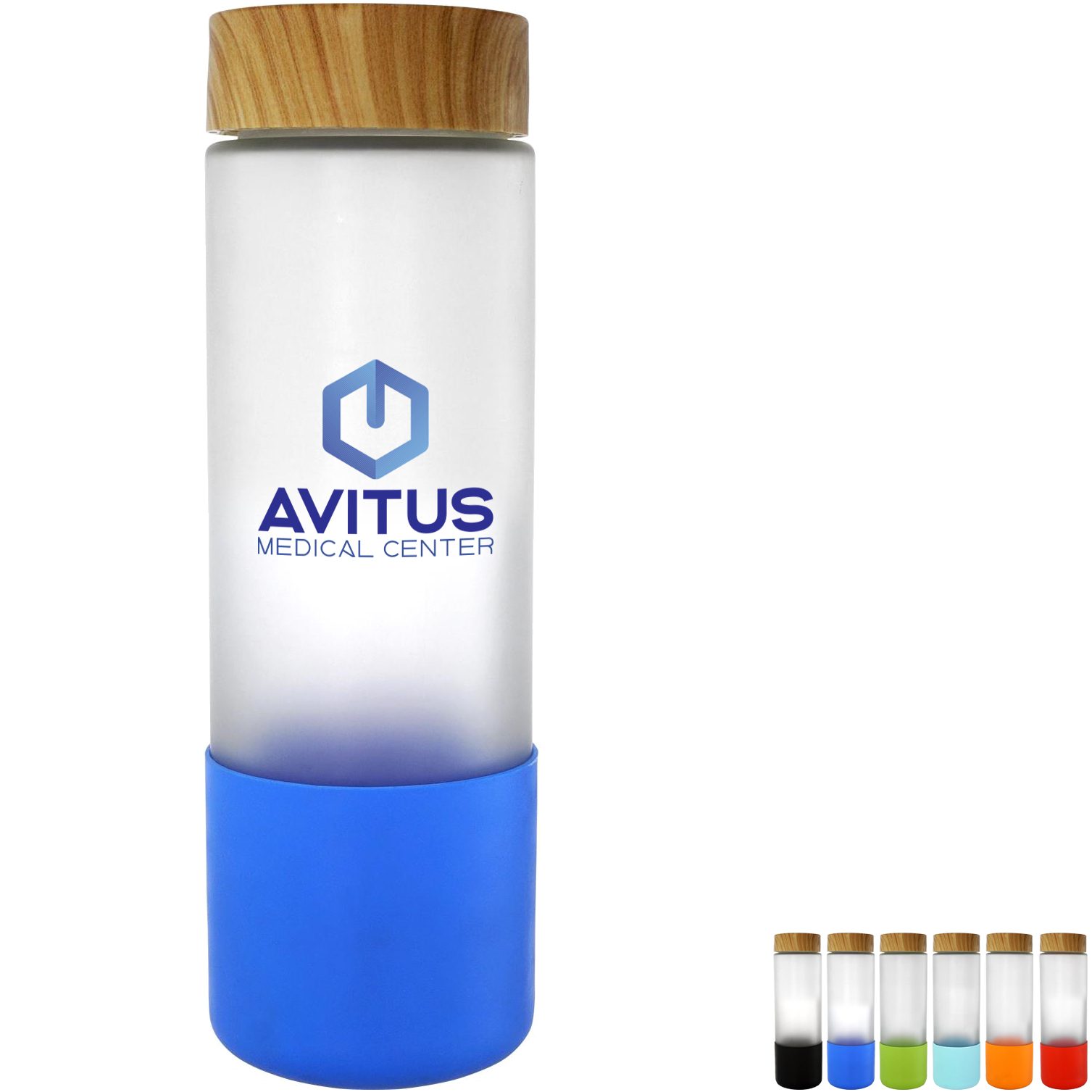 Product Photo 1 Bamboo Pattern Full Color Frosted Glass Bottle, 22oz.