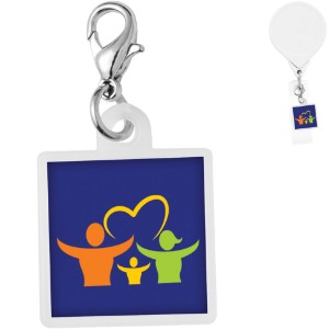Square Badge Reel Charm - DE3425