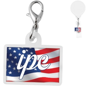 Rectangle Badge Reel Charm - DE3426
