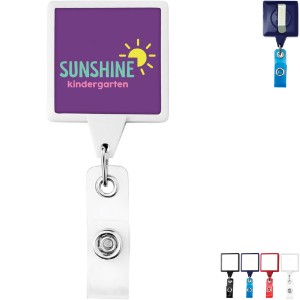 Jumbo Square Badge Reel with Belt Clip - DE3436
