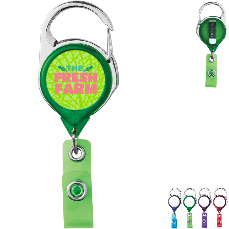 Product Photo 1 Translucent Carabiner Badge Reel with Belt Clip