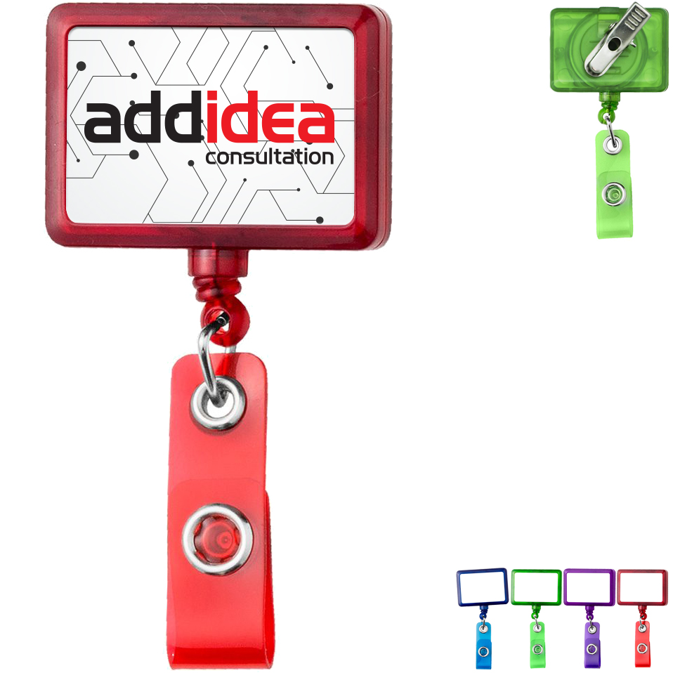 Product Photo 1 Translucent Jumbo Rectangle Badge Reel with Alligator Clip