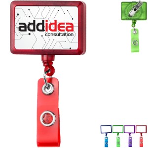 Translucent Jumbo Rectangle Badge Reel with Alligator Clip - DE3440
