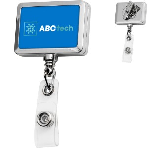 Chrome Jumbo Rectangle Badge Reel - DE3459