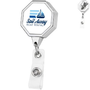 Chrome Jumbo Octagon Badge Reel - DE3467