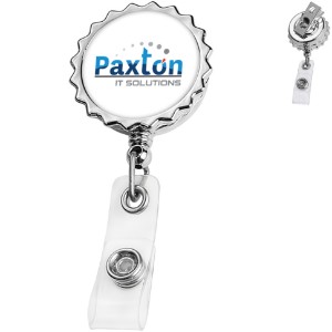 Chrome Bottle Cap Badge Reel - DE3474