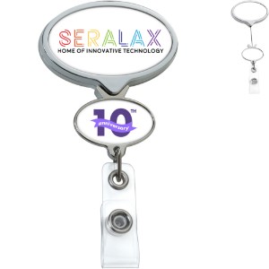 Chrome Double Up Oval Badge Reel - DE3483
