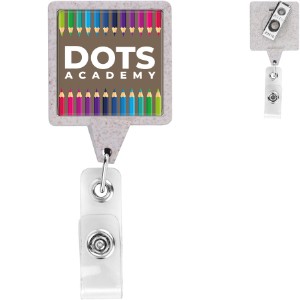 Wheat Straw Jumbo Square Badge Reel - DE3491