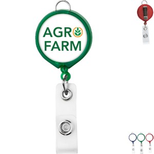 Translucent Large Face Badge Reel with Lanyard Attachment - DE3507