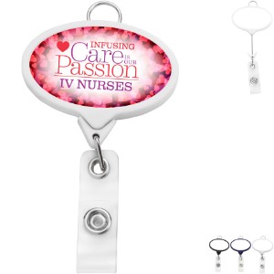 Jumbo Oval Badge Reel with Lanyard Attachment - DE3509