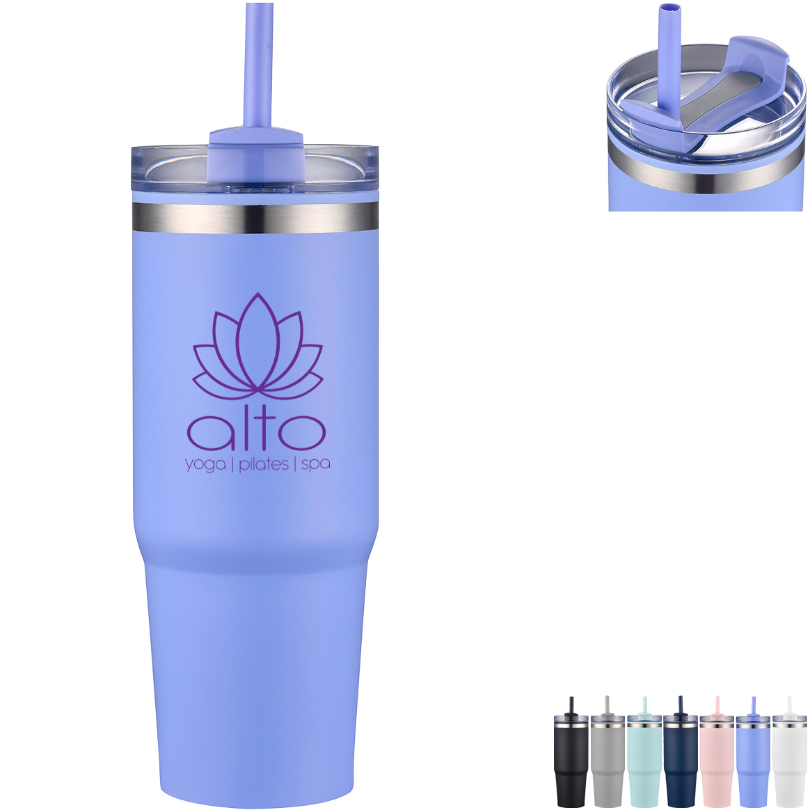 Product Photo 1 Monza Stainless Steel & Polypropylene Tumbler w/ Straw, 30oz.