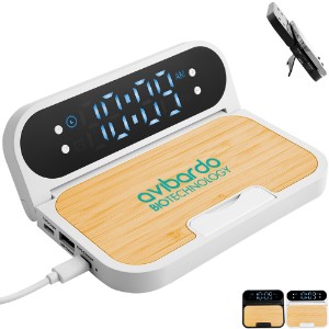 Bamboo 15W Folding Charger w/ Digital Clock - HT6737
