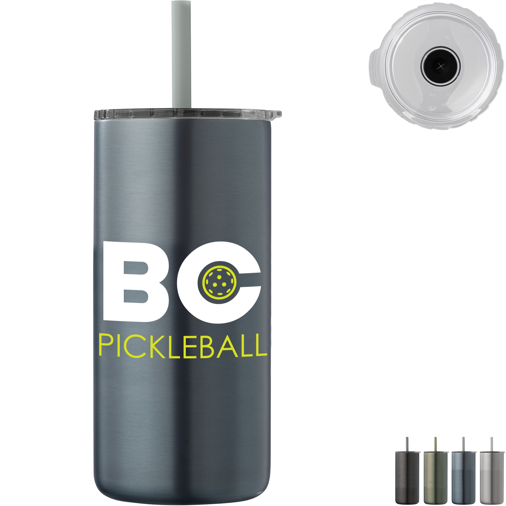 Product Photo 1 Borealis Recycled Stainless Steel Straw Tumbler, 16 oz.